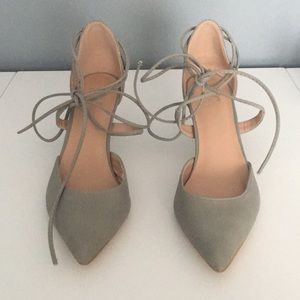 Light Grey Heels With Ankle Strap